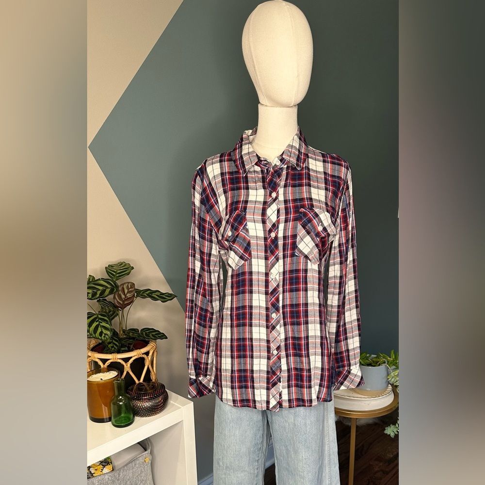 Rails Carmen Plaid Button Down Shirt - Long Sleeve, Soft Rayon, Size Small - Picture 2 of 12